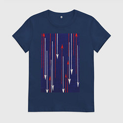 Футболка хлопковая женская Shima-Shima 04 Японский орнамент, цвет: тёмно-синий