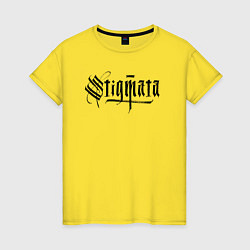 Футболка хлопковая женская Stigmata логотип, цвет: желтый