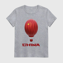 Футболка хлопковая женская 3d aerostat China, цвет: меланж