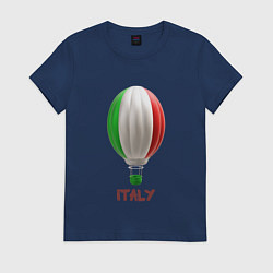 Футболка хлопковая женская 3d aerostat Italy flag, цвет: тёмно-синий