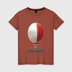 Футболка хлопковая женская 3d aerostat Polish flag, цвет: кирпичный