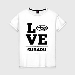 Футболка хлопковая женская Subaru Love Classic, цвет: белый