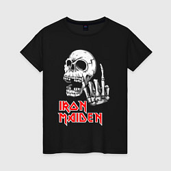 Футболка хлопковая женская Iron Maiden, Череп, цвет: черный