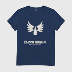 Футболка хлопковая женская Кровавые ангелы лого винтаж, цвет: тёмно-синий
