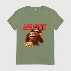 Футболка хлопковая женская Nintendo - DK, цвет: авокадо