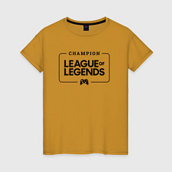 Футболка хлопковая женская League of Legends Gaming Champion: рамка с лого и, цвет: горчичный