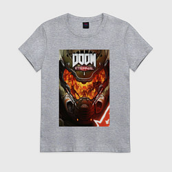 Футболка хлопковая женская Doom eternal - poster, цвет: меланж