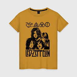 Футболка хлопковая женская Led Zeppelin Black, цвет: горчичный