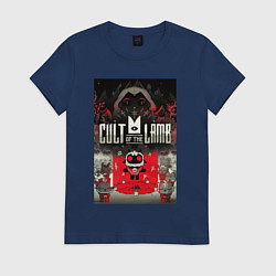 Футболка хлопковая женская Cult of the Lamb game, цвет: тёмно-синий