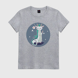 Футболка хлопковая женская Дракон Хаку кавай, цвет: меланж