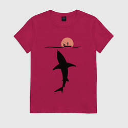 Футболка хлопковая женская ОПАСНАЯ РЫБАЛКА, цвет: маджента