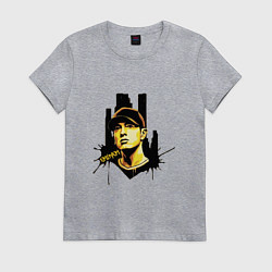 Футболка хлопковая женская Eminem rap black, цвет: меланж