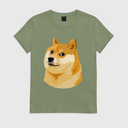 Футболка хлопковая женская Пёс Доге, цвет: авокадо