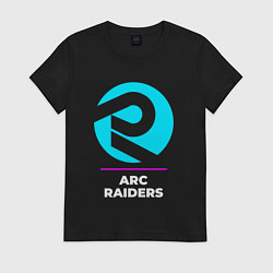 Футболка хлопковая женская Символ ARC Raiders в неоновых цветах, цвет: черный