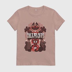 Футболка хлопковая женская Cult Of The Cats, цвет: пыльно-розовый