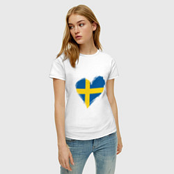 Футболка хлопковая женская Сердце - Швеция, цвет: белый — фото 2