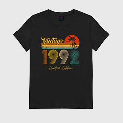 Футболка хлопковая женская Винтаж 1992, цвет: черный