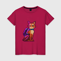 Футболка хлопковая женская Stray pixel art, цвет: маджента