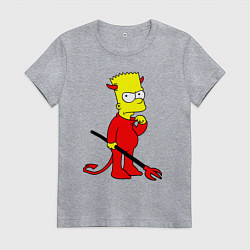 Футболка хлопковая женская Bart Simpson - devil, цвет: меланж