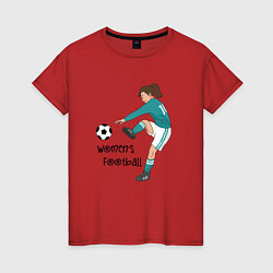 Футболка хлопковая женская Womens football, цвет: красный
