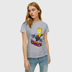 Футболка хлопковая женская Барт Симпсон - крутой скейтбордист, цвет: меланж — фото 2