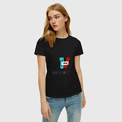Футболка хлопковая женская Colored rectangular shapes, цвет: черный — фото 2