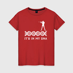 Футболка хлопковая женская Биатлон в моем ДНК, цвет: красный