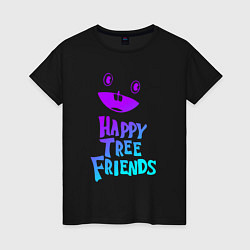 Футболка хлопковая женская Happy Three Friends - NEON, цвет: черный