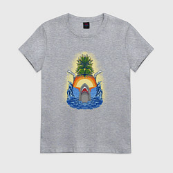 Футболка хлопковая женская Акула - лето, цвет: меланж