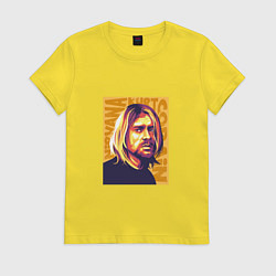 Футболка хлопковая женская Nirvana - Cobain, цвет: желтый