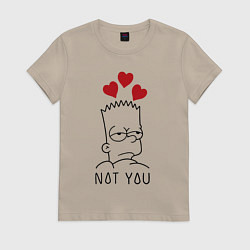 Футболка хлопковая женская Bart Simpson - not you!, цвет: миндальный