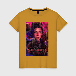 Футболка хлопковая женская Stranger Things eleven, цвет: горчичный