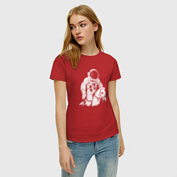 Футболка хлопковая женская Космонавт на коне, цвет: красный — фото 2