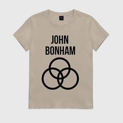 Футболка хлопковая женская John Bonham - Led Zeppelin - legend, цвет: миндальный