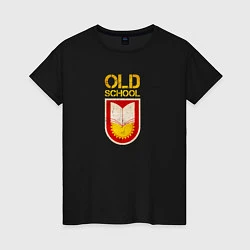 Футболка хлопковая женская Old School emblem, цвет: черный