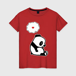 Футболка хлопковая женская Панда о разбитом сердце, цвет: красный
