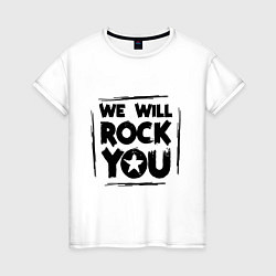 Футболка хлопковая женская We rock you, цвет: белый