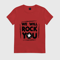 Футболка хлопковая женская We rock you, цвет: красный