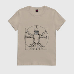 Футболка хлопковая женская Vitruvian Bender, цвет: миндальный