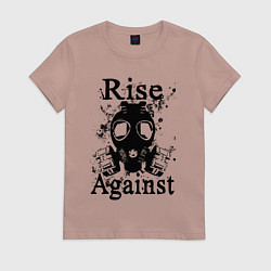 Футболка хлопковая женская Rise Against rock, цвет: пыльно-розовый