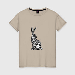 Футболка хлопковая женская White-Black Rabbit, цвет: миндальный