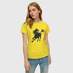 Футболка хлопковая женская Лошадь мустанг, цвет: желтый — фото 2