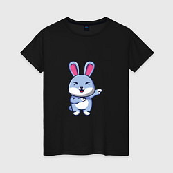 Футболка хлопковая женская Bunny Dab, цвет: черный