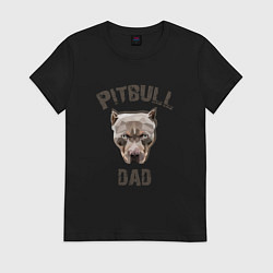 Футболка хлопковая женская Pitbull dad, цвет: черный