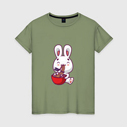 Футболка хлопковая женская Eating Rabbit, цвет: авокадо