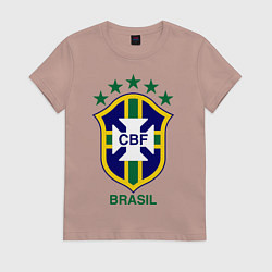 Футболка хлопковая женская Brasil CBF, цвет: пыльно-розовый