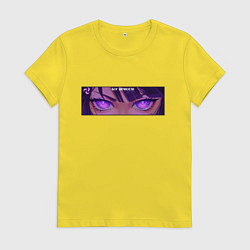 Футболка хлопковая женская Бог вечности - Шогун Райден, цвет: желтый