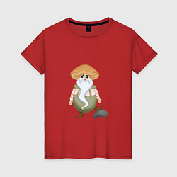 Женская футболка Гриб - гномик Старик сказочный персонаж