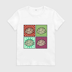 Футболка хлопковая женская Brains condition, цвет: белый