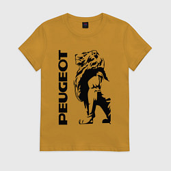 Футболка хлопковая женская Peugeot лев, цвет: горчичный